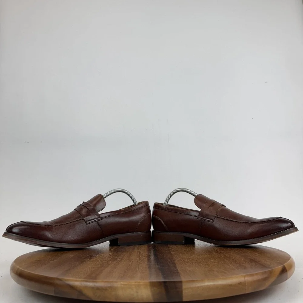 Mens Stacy Adams McCleary‎ Brown Leather Causal Penny Loafers Size 9.5 M GUC